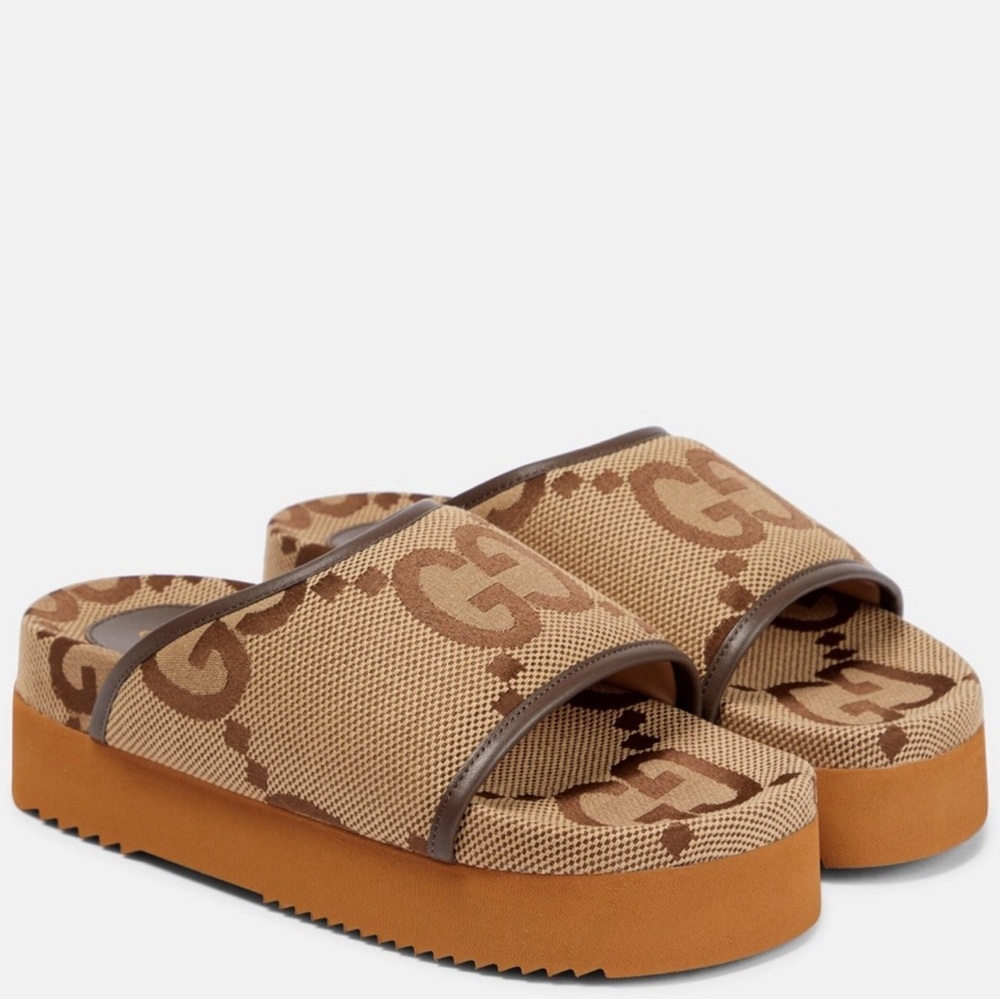 Gucci jumbo GG monogram Jumbo GG Slide platform Sandals
